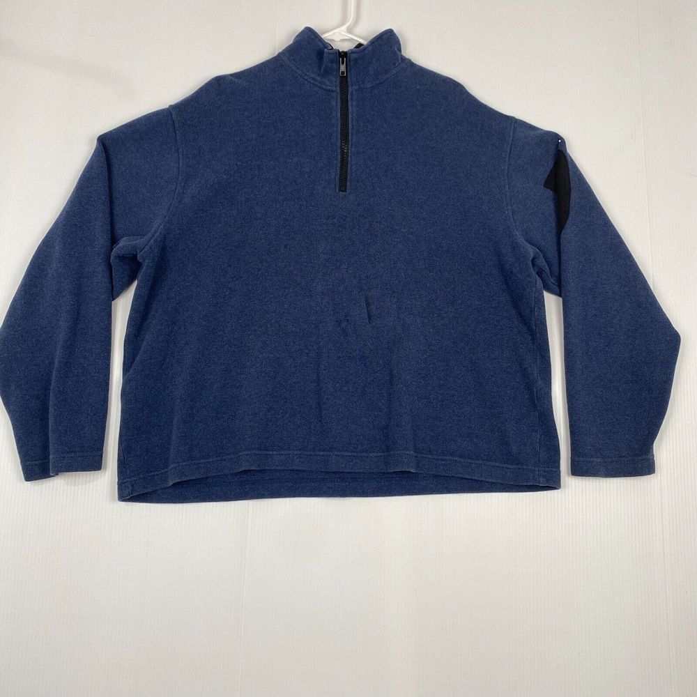 Orvis Mens Blue Size‎ XL 1/2 Zip Pull Over Sweater With Arm Zipper Pocket Shirt